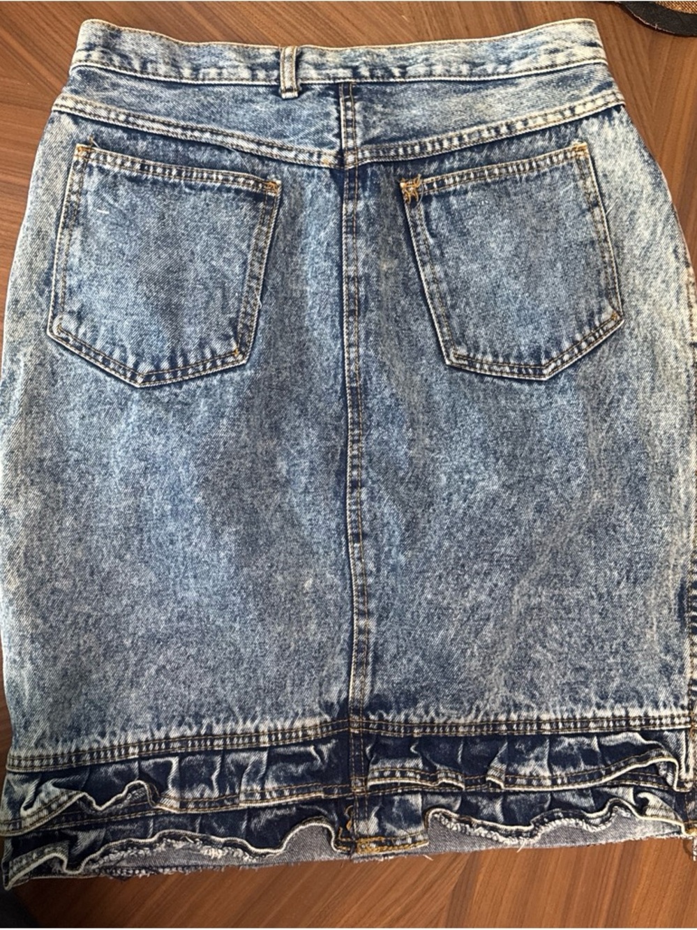 Vintage Gitano Acid Wash Denim Skirt - Blue